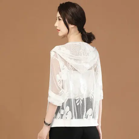 韩潮袭人休闲镂空雪纺衫女2023夏新款宽松连帽防晒外套空调衫薄款商品大图