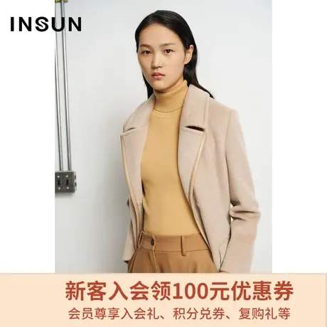 恩裳商场同款冬季经典西装感羊毛大衣修身通勤毛呢外套女商品大图