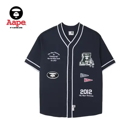 Aape旗舰店男装秋冬猿颜字母印花篮球猿刺绣小标短袖T恤1401XXL商品大图