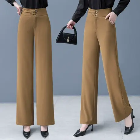 黑色阔腿裤女秋季新款高腰垂感西裤设计感洋气宽松直筒休闲拖地裤图片