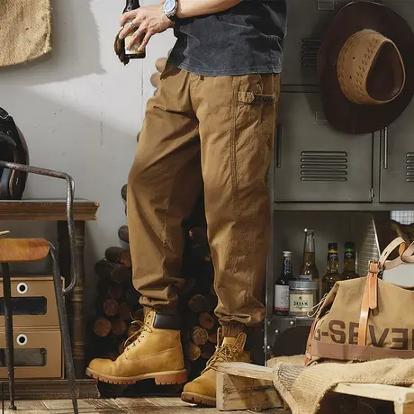 Modi Nick/摩帝尼克男款裤子纯色休闲男士工装裤纯棉宽松工装长裤图片