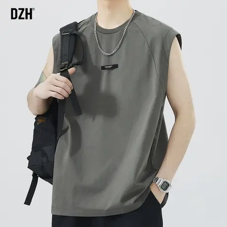 男生深灰色篮球背心男纯棉夏季潮牌无袖坎肩t恤宽松百搭打底体恤商品大图