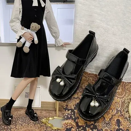 复古玛丽珍单鞋圆头小皮鞋女2023年新款夏洛丽塔配裙子日系jk鞋子图片