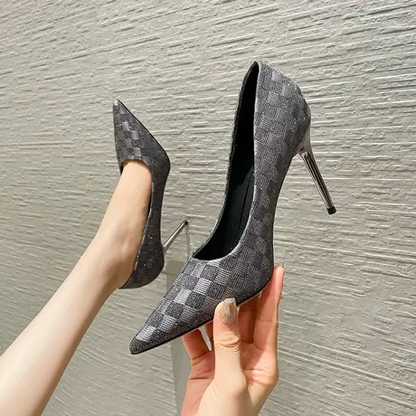 性感少女尖头单鞋女细跟2023春季新款法式气质百搭职业浅口高跟鞋商品大图