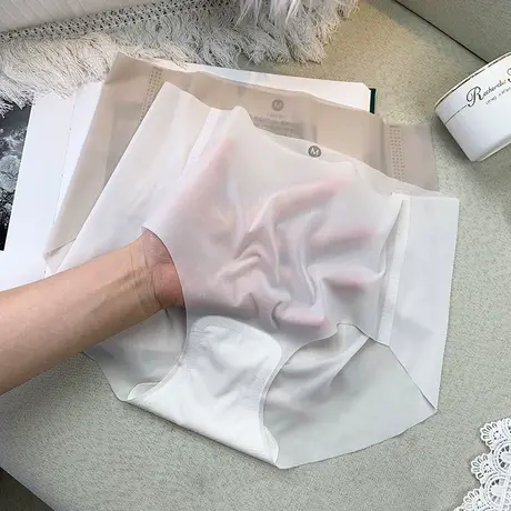 水光清透无痕内裤女薄款冰丝速干中腰蜜桃一片式大码三角底裤夏季商品大图