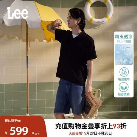 Lee凉凉裤商场同款25春夏新精玉透凉中蓝色男牛仔短裤潮流A08356商品大图