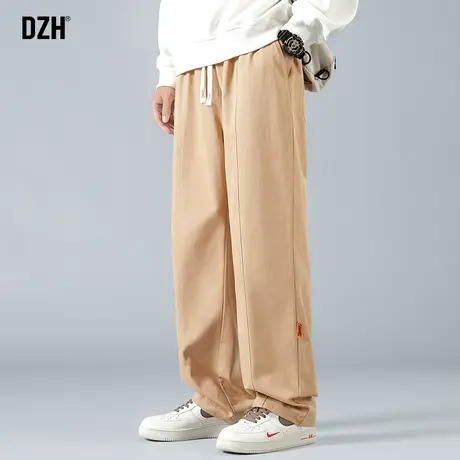 男士卡其色直筒裤子男款美式高街2023年新款工装阔腿裤宽松休闲裤商品大图