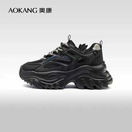 【米兰走秀系列】奥康女鞋春秋复古系带厚底运动鞋老爹鞋门店发货商品大图