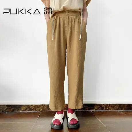 蒲PUKKA 原创设计女装2023早春新品汉麻色织松紧腰宽松百搭萝卜裤商品大图