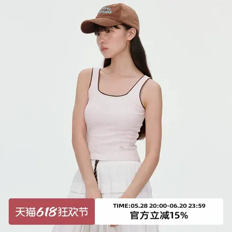 omont蛋挞家复古撞色肌理感背心吊带2025夏修身显瘦百搭外穿上衣图片