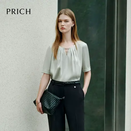 【超能小太阳】PRICH设计感褶皱衬衫2025夏新款松弛感休闲上衣女图片