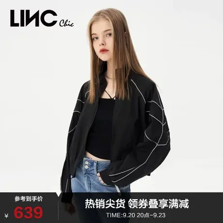 LINCCHIC金羽杰外套女2023新款运动风夹克外套女春秋S231JK113Y图片