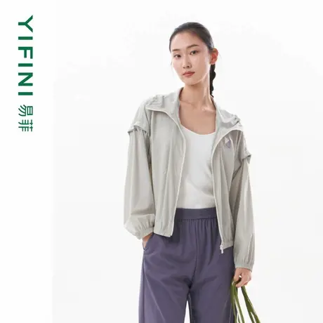 [专柜同款]Yifini/易菲宽松短款长袖户外连帽外套女夏季新款图片