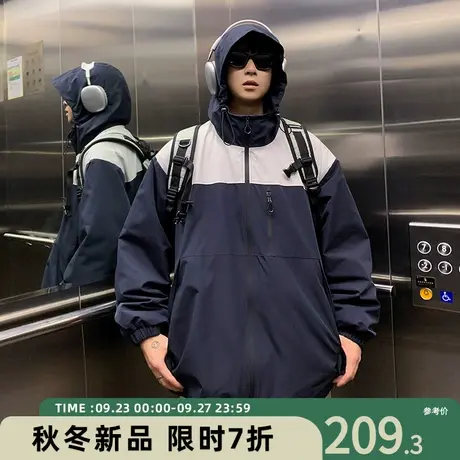 VIISHOW三合一冲锋衣男秋冬季宽松保暖工装棉服潮牌休闲连帽夹克商品大图