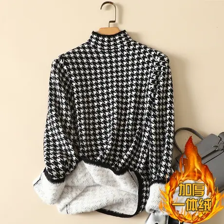 一体绒半高领毛衣女2022年秋冬新款加绒加厚洋气内搭针织打底衫女图片