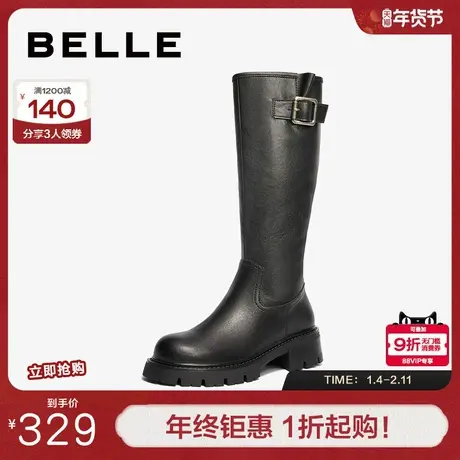 百丽女靴子厚底高长靴冬季新款西部靴显瘦长筒靴骑士靴B2136DG4图片