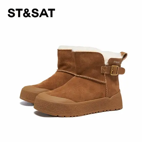 星期六厚底时尚雪地靴冬季新款保暖户外棕色女靴SSC411A657商品大图