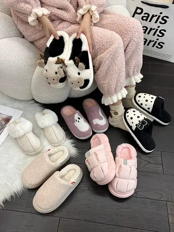 清仓棉拖鞋女秋冬季室内家居家用防滑保暖毛绒加厚底包头棉拖鞋冬商品大图