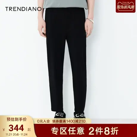 TRENDIANO秋季官方潮牌男装新款直筒裤抽绳长裤运动休闲裤商品大图