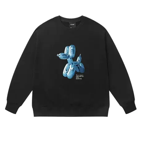 美式潮牌爆款立体气球狗联名圆领卫衣2023新款高级感黑色情侣外套商品大图