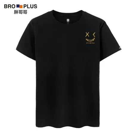 胖哥哥2023夏季新品大码男士T恤 宽松休闲时尚潮流印花纯棉短袖男商品大图