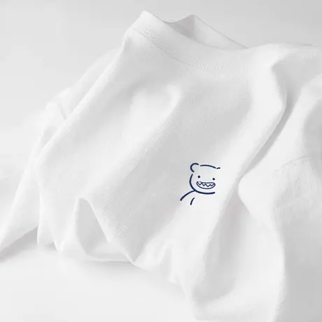 小熊t恤女夏季白色纯棉短袖小众设计感体恤2023新款宽松薄款上衣图片