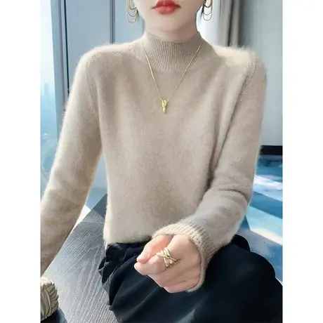 毛衣女款2023新款秋冬上衣内搭高级感超好看羊毛衫半高领打底衫女商品大图