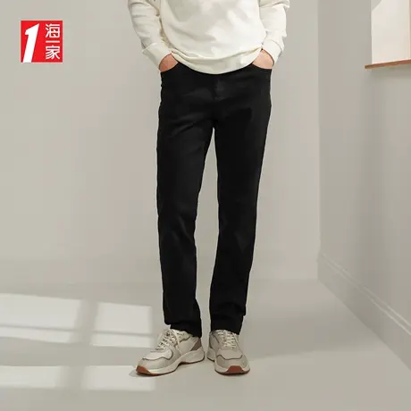 海一家时尚字母绣花长裤2023秋季新款基础休闲中年男士牛仔裤图片