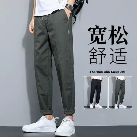 港风冬季九分工装裤男潮牌日系宽松直筒休闲9分裤子男韩版潮流裤商品大图