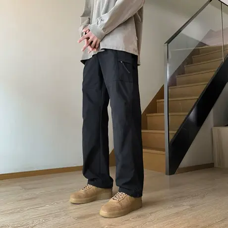 美式高街冲锋裤男潮牌嘻哈oversize束脚运动裤机能痞帅直筒工装裤商品大图