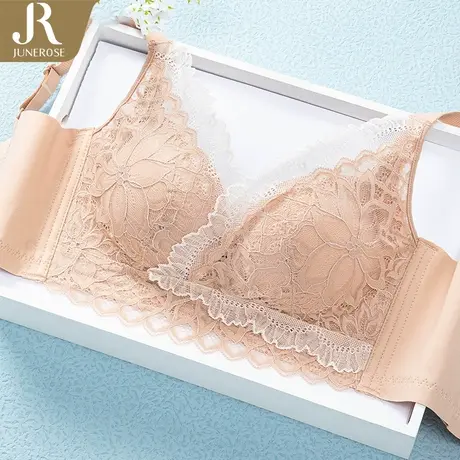 六月玫瑰内衣女无钢圈大胸显小缩胸薄款防下垂收副乳调整型文胸罩商品大图