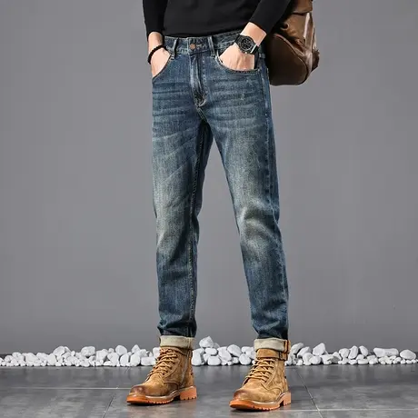 男款宽松直筒牛仔裤男士休闲小脚高档牛仔裤美式高街休闲牛仔裤商品大图