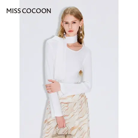 可可尼COCOON【莫奈花园】2024秋季新款气质优雅流苏修身毛针织衫商品大图