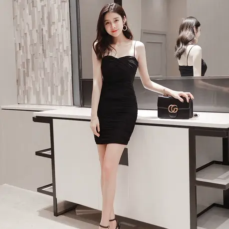 吊带裙夏外穿女人味性感包臀短款小礼服法式复古轻奢小个子连衣裙商品大图