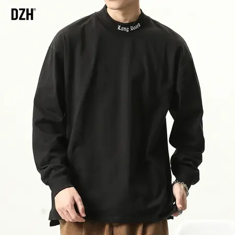 男士内搭纯棉半高领打底衫男长袖t恤男款刺绣上衣2024年春季卫衣商品大图