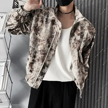 高级感花色印花外套男春季爆款个性短款痞帅夜店褂子潮牌夹克上衣商品大图