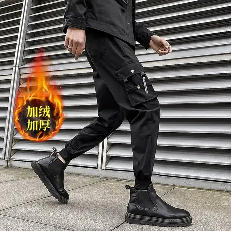 配马丁靴的裤子高街ins潮牌机能风工装裤男束脚宽松痞帅伞兵裤春商品大图