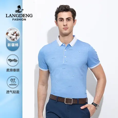 浪登男士短袖休闲polo衫2023夏季新款时尚百搭T恤衫男印花中青年商品大图