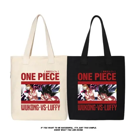 路飞联名孙悟空帆布包手提袋男手拎上课装书背包大容量学生单肩包商品大图