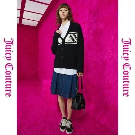 Juicy Couture橘滋初秋冬新款经典校园风提花翻领针织外套图片