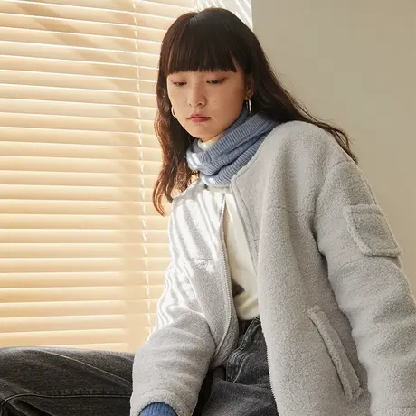 omont蛋挞家 复古中长款毛毛棉衣女秋冬季加厚显瘦设计感棉服外套图片