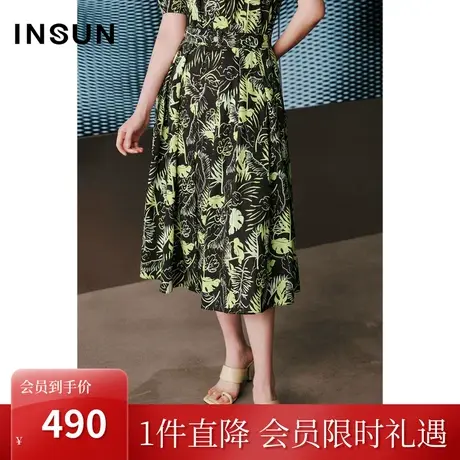恩裳COVER2023夏季新款浪漫优雅蓬松量感廓形印花棉质高腰半身裙图片