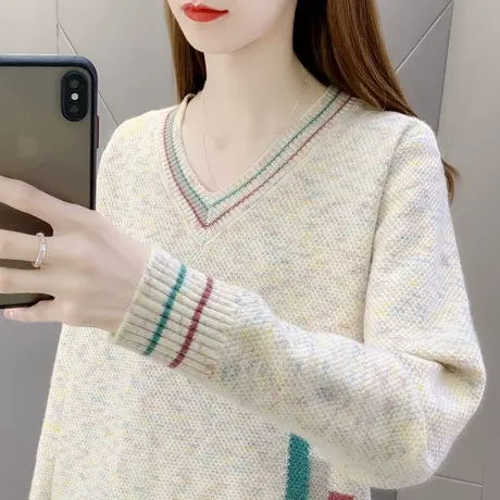 针织打底衫女内搭2023秋季新款v领宽松百搭毛衣外穿洋气爆款春秋图片