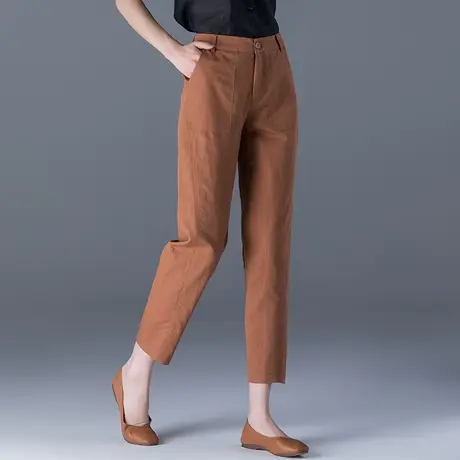 哈伦裤女夏季薄款休闲冰丝棉麻九分裤八分裤子女夏亚麻女裤萝卜裤商品大图