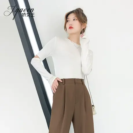 t恤女长袖秋季新款韩版小心机短款紧身上衣ins网红性感露腰打底衫商品大图