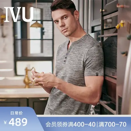 安莉芳旗下IVU男士棉麻V领短袖套头上衣可外出家居服UF00024图片