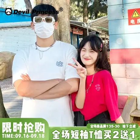港风chic小众设计感简约风可爱情侣短袖T恤夏季新款慵懒风半袖潮商品大图