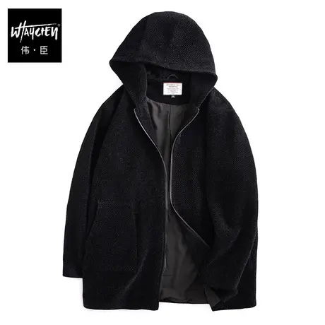 伟臣潮牌大码男装冬季加厚水貂绒连帽夹克胖子加肥加大宽松外套男商品大图