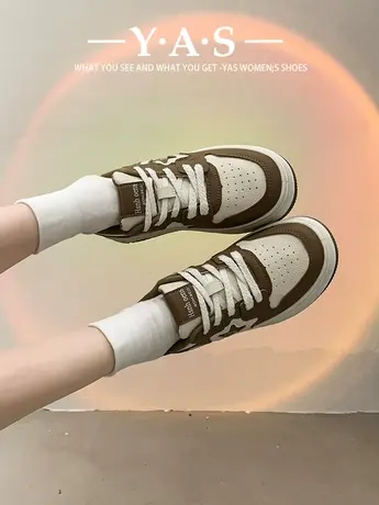 潮鞋时尚小白鞋女2024新款春秋季厚底爆款百搭黑白星星熊猫鞋子商品大图