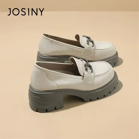 Josiny/卓诗尼厚底乐福鞋女款2024春季新款软底单鞋英伦风小皮鞋商品大图